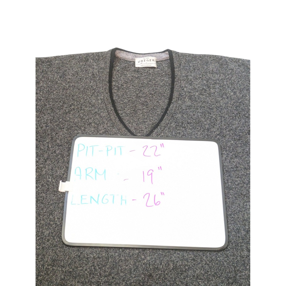 Vintage Jaeger Sweaterβ Men's L Lambswool Gray Argyle V-Neck Scotland Warm - Picture 7 of 11